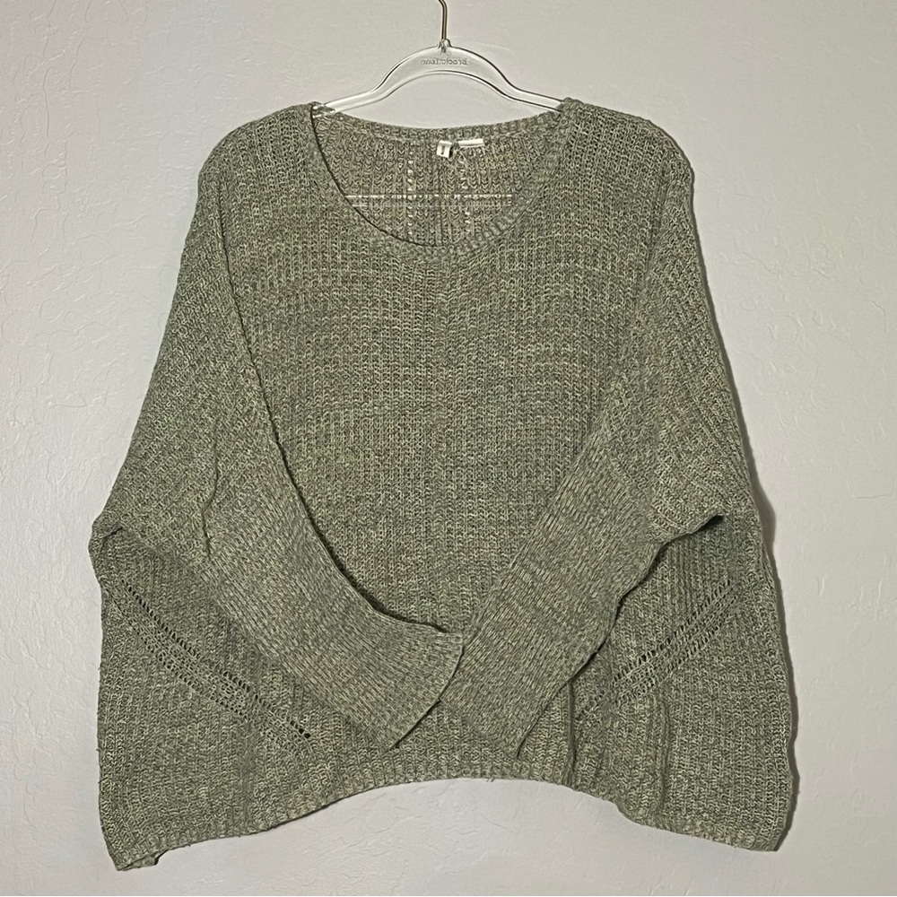 Moth by Anthropologie Boxy Oversized Green Knit Sweater
